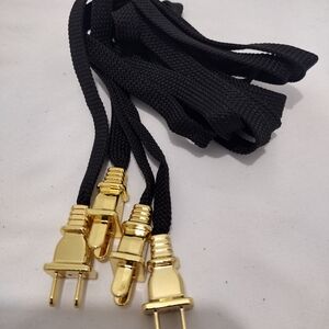 3D Aglets Black and Gold Shoelaces with Metal Tips